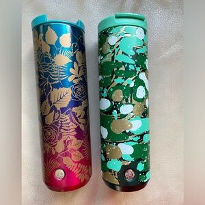 Starbucks Ombré Rose & Christmas MARBLE FOREST Insulated Coffee Tumblers